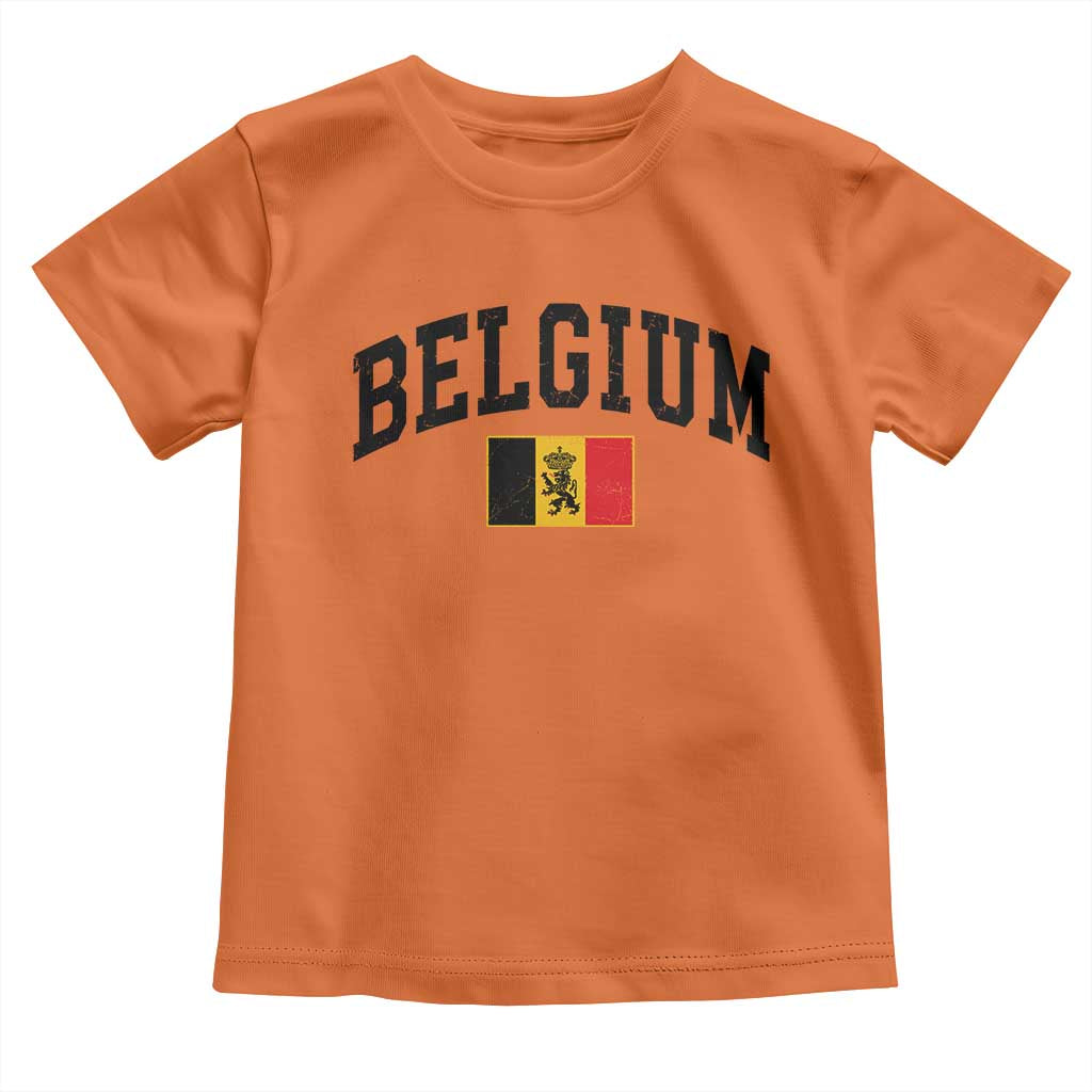 Vintage Belgium Toddler T Shirt Lion Royal Flag Graphic Belgian Soccer Football Pride Gift for Fans TS10 Orange Print Your Wear