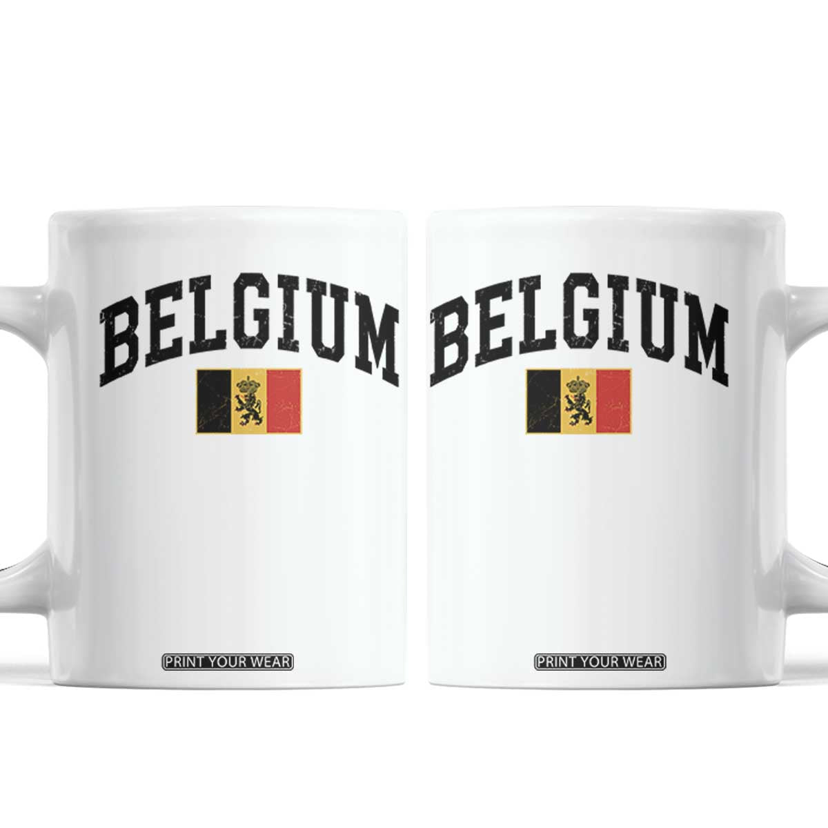 Vintage Belgium Coffee Mug Lion Royal Flag Graphic Belgian Soccer Football Pride Gift for Fans TS10 White Print Your Wear