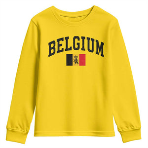 Vintage Belgium Youth Sweatshirt Lion Royal Flag Graphic Belgian Soccer Football Pride Gift for Fans TS10 Daisy Print Your Wear