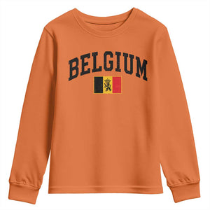 Vintage Belgium Youth Sweatshirt Lion Royal Flag Graphic Belgian Soccer Football Pride Gift for Fans TS10 Orange Print Your Wear