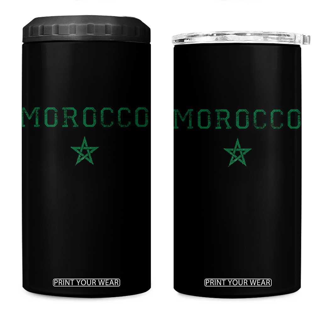 Vintage Morocco 4 in 1 Can Cooler Tumbler Green Star Distressed Patriotic Heritage Pride Gift for Moroccan TS10 One Size: 16 oz Black Print Your Wear