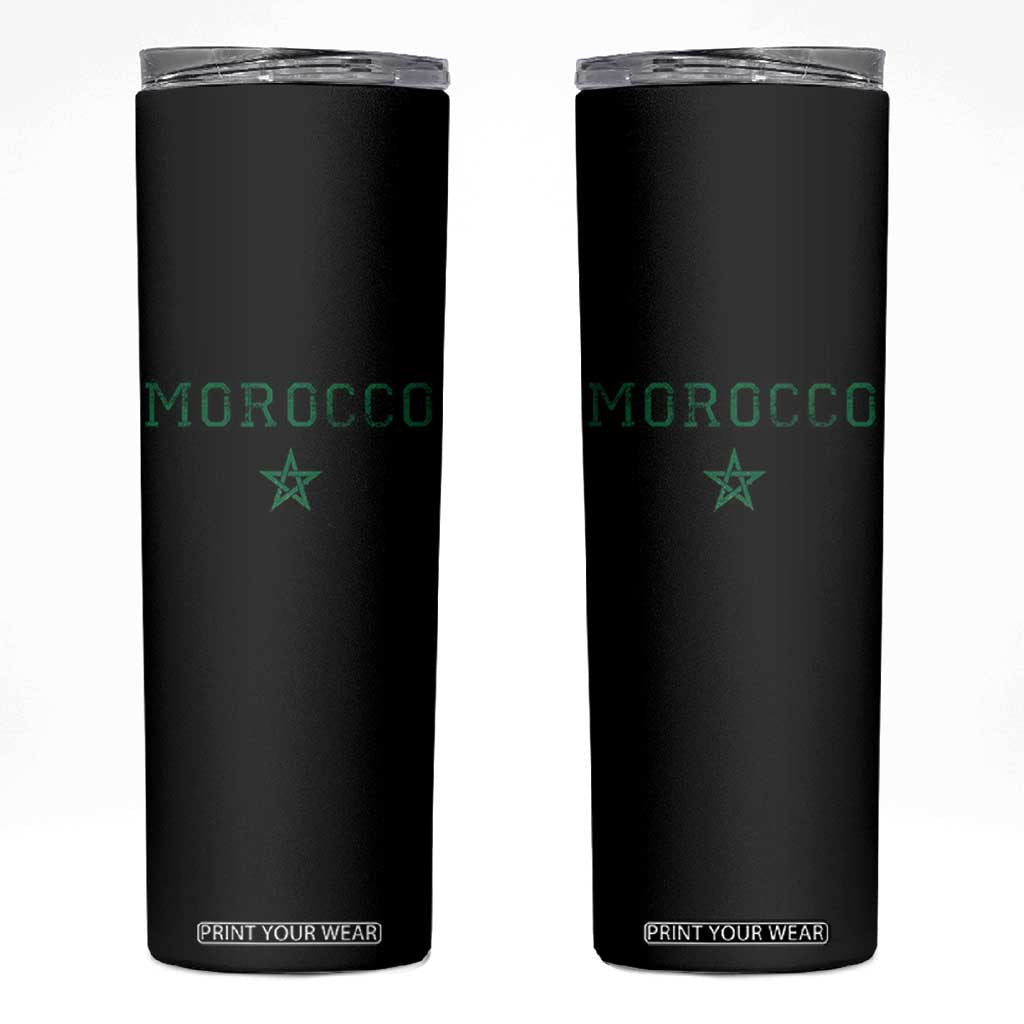 Vintage Morocco Skinny Tumbler Green Star Distressed Patriotic Heritage Pride Gift for Moroccan TS10 Black Print Your Wear