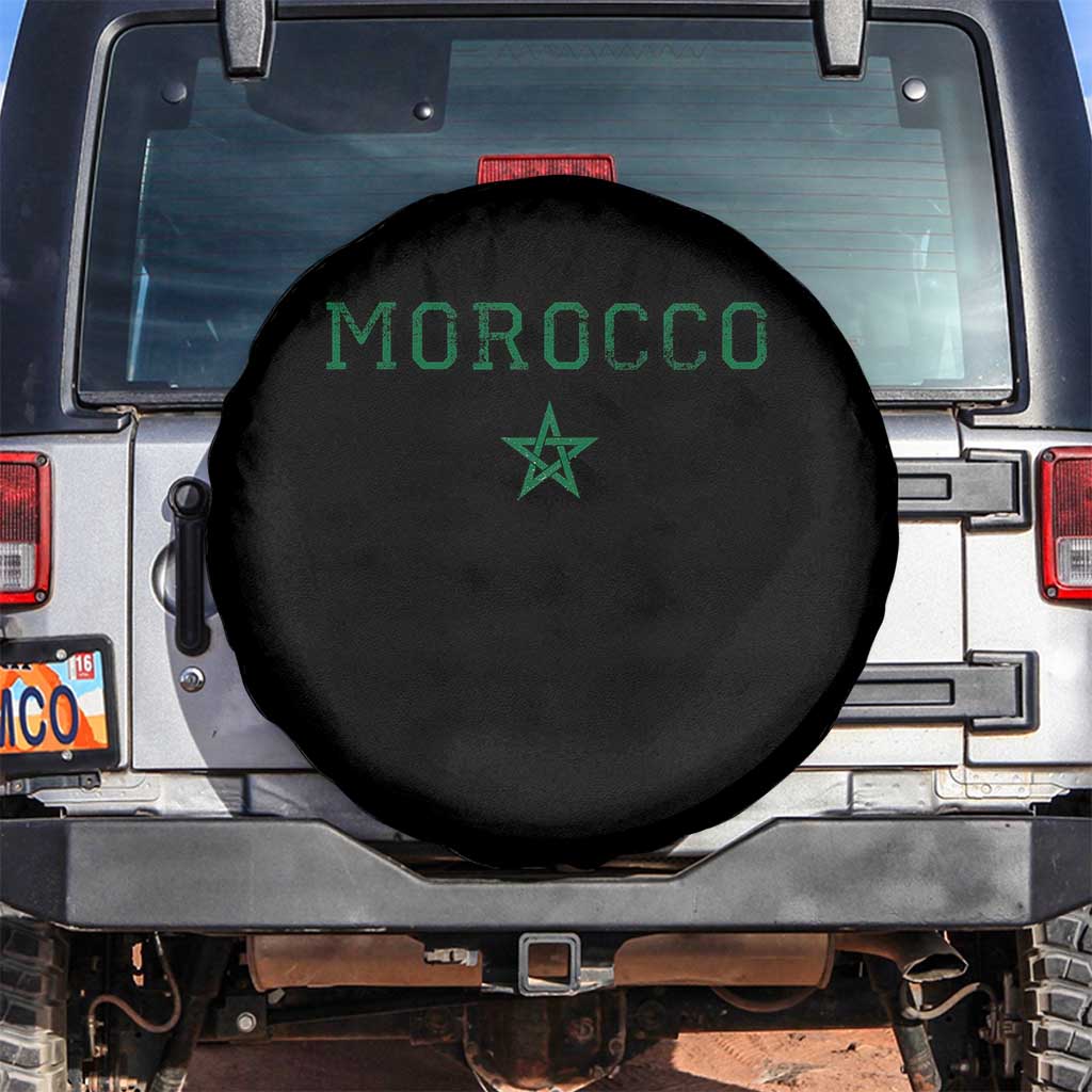Vintage Morocco Spare Tire Cover Green Star Distressed Patriotic Heritage Pride Gift for Moroccan TS10 No hole Black Print Your Wear