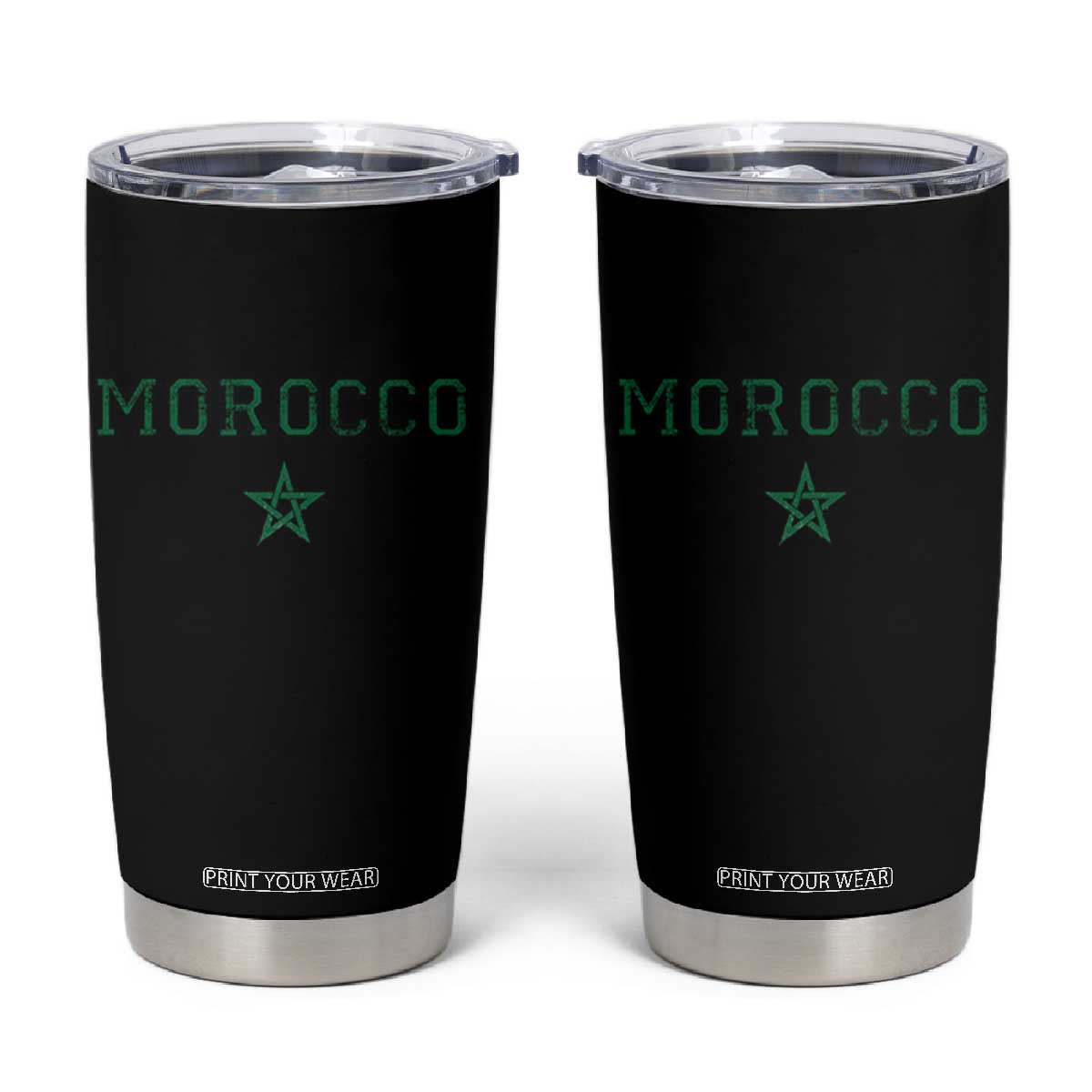 Vintage Morocco Tumbler Cup Green Star Distressed Patriotic Heritage Pride Gift for Moroccan TS10 Black Print Your Wear