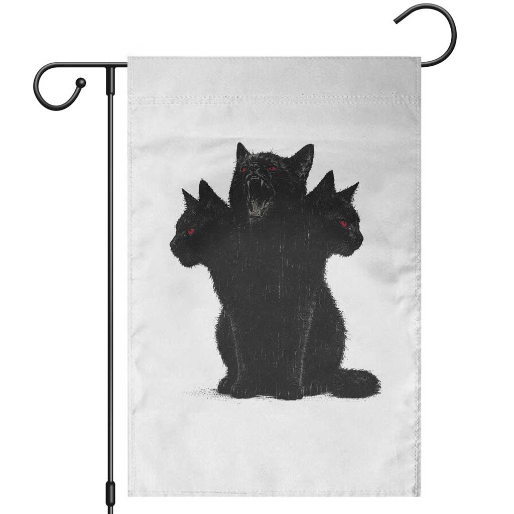 Purrberus 3 Headed Black Cat Gothic Mythology Graphic Garden Flag Vintage Grunge Alt 90s Halloween Goth Horror TS10 White Print Your Wear