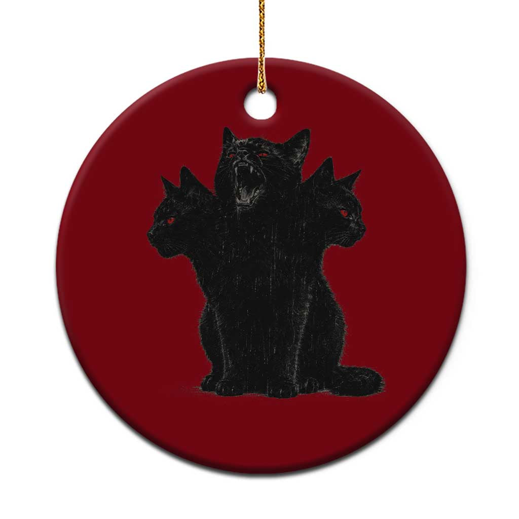 Purrberus 3 Headed Black Cat Gothic Mythology Graphic Ceramic Ornament Vintage Grunge Alt 90s Halloween Goth Horror TS10 1pc Red Print Your Wear