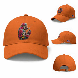 Floral Bigfoot Blowing Wishes Dandelion Baseball Cap Vintage Sasquatch Art Botanical Wildlife Graphic TS10 Baseball Cap Universal Fit Orange Print Your Wear