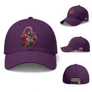 Floral Bigfoot Blowing Wishes Dandelion Baseball Cap Vintage Sasquatch Art Botanical Wildlife Graphic TS10 Baseball Cap Universal Fit Purple Print Your Wear