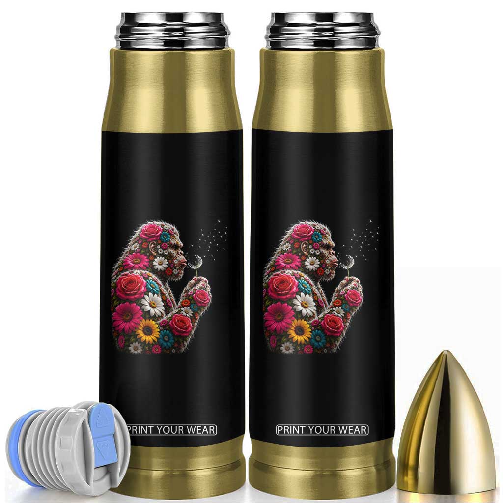 Floral Bigfoot Blowing Wishes Dandelion Bullet Tumbler Vintage Sasquatch Art Botanical Wildlife Graphic TS10 Black Print Your Wear