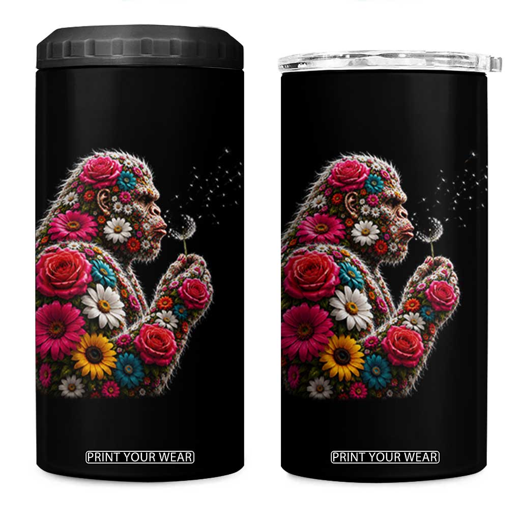 Floral Bigfoot Blowing Wishes Dandelion 4 in 1 Can Cooler Tumbler Vintage Sasquatch Art Botanical Wildlife Graphic TS10 One Size: 16 oz Black Print Your Wear