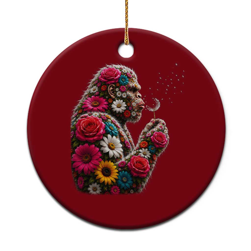 Floral Bigfoot Blowing Wishes Dandelion Ceramic Ornament Vintage Sasquatch Art Botanical Wildlife Graphic TS10 1pc Red Print Your Wear