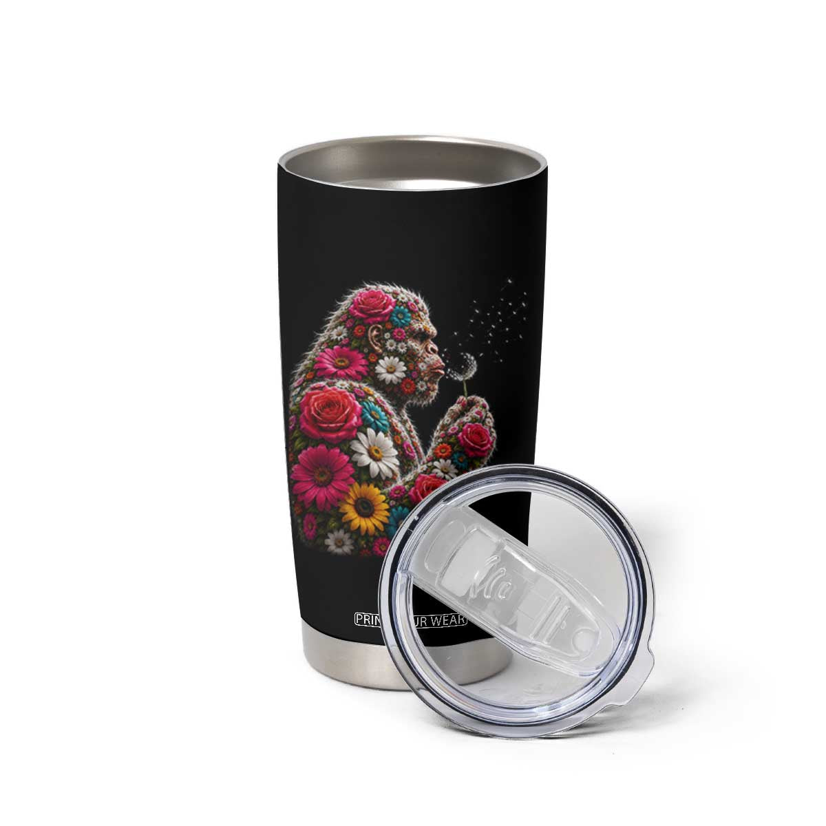 Floral Bigfoot Blowing Wishes Dandelion Tumbler Cup Vintage Sasquatch Art Botanical Wildlife Graphic TS10 Print Your Wear