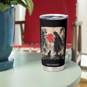 Vintage Japanese Samurai Warrior and Black Cat Tumbler Cup TS10 Print Your Wear