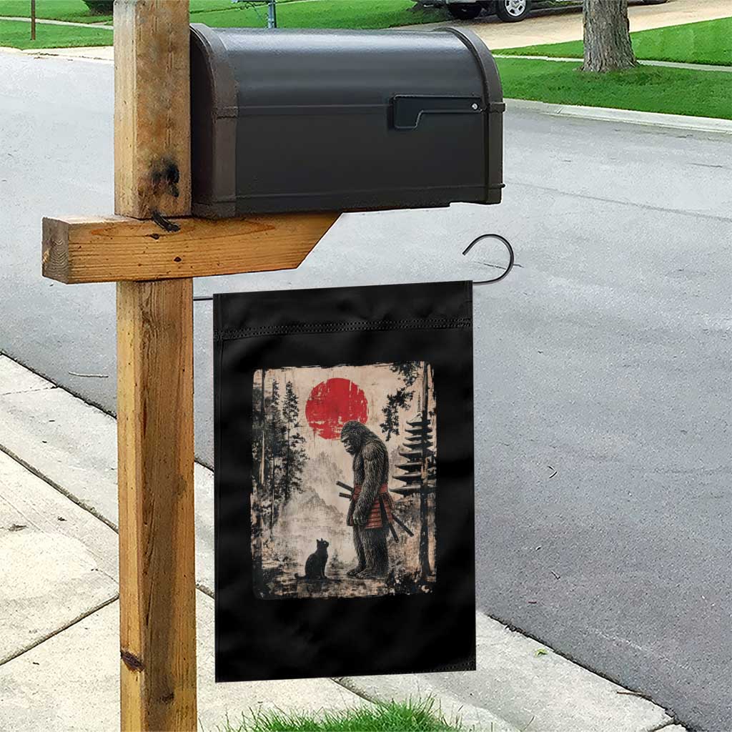 Vintage Japanese Art Bigfoot Samurai Warrior and Black Cat Garden Flag Sasquatch Lovers Vintage Graphic Ukiyo-e Art TS10 Print Your Wear