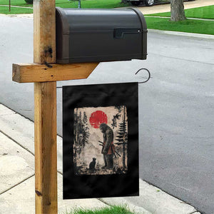 Vintage Japanese Art Bigfoot Samurai Warrior and Black Cat Garden Flag Sasquatch Lovers Vintage Graphic Ukiyo-e Art TS10 Print Your Wear