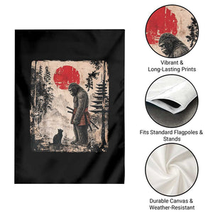 Vintage Japanese Art Bigfoot Samurai Warrior and Black Cat Garden Flag Sasquatch Lovers Vintage Graphic Ukiyo-e Art TS10 Print Your Wear