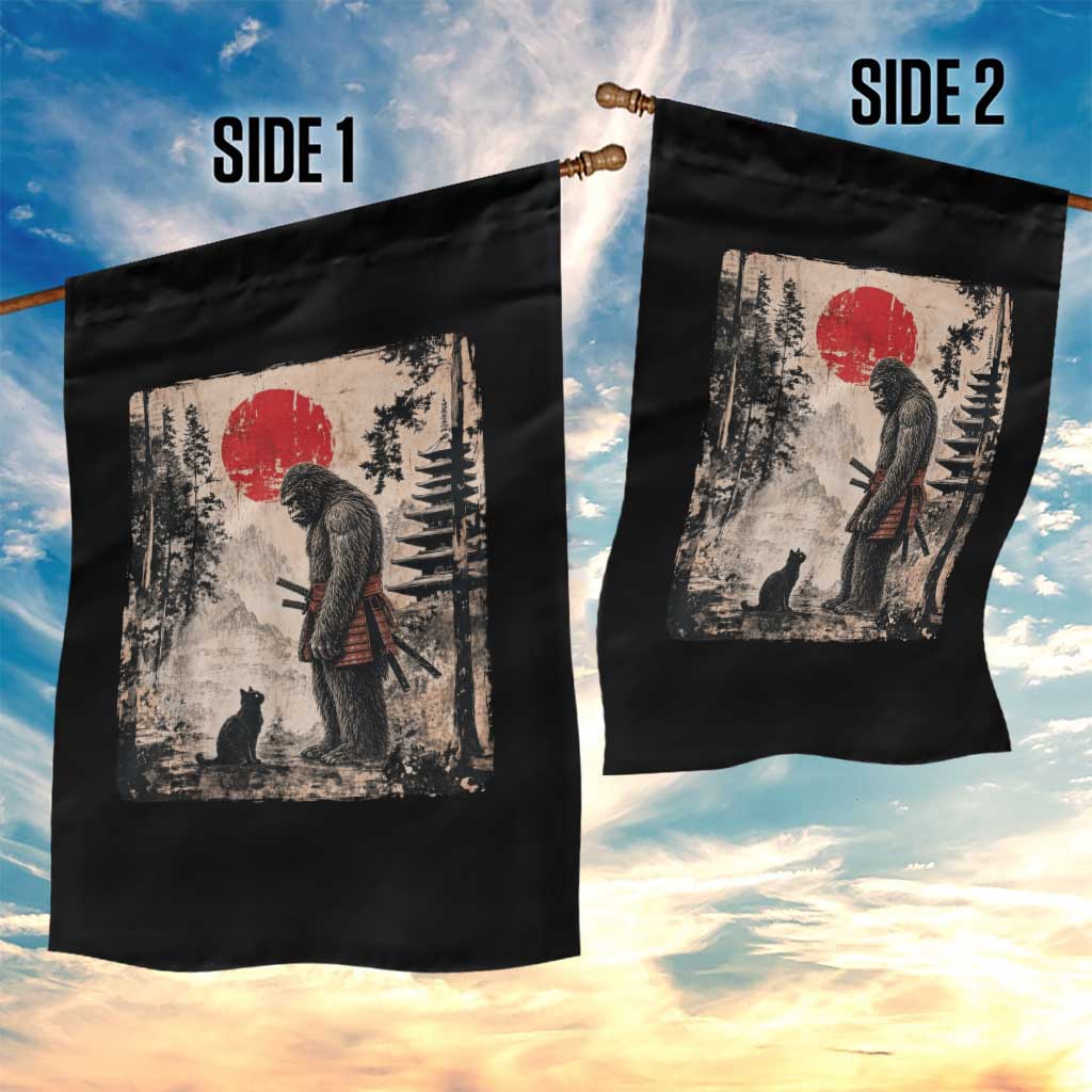 Vintage Japanese Art Bigfoot Samurai Warrior and Black Cat Garden Flag Sasquatch Lovers Vintage Graphic Ukiyo-e Art TS10 Print Your Wear