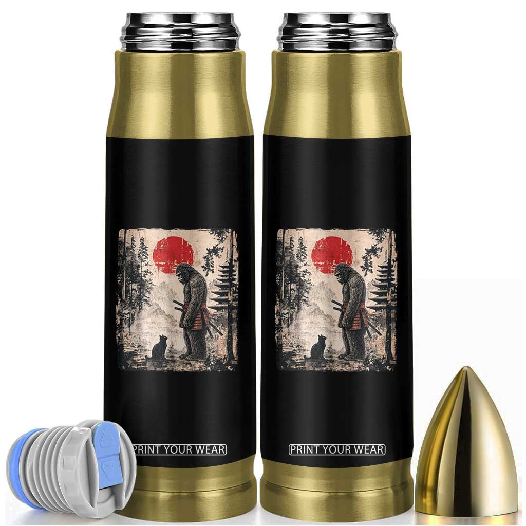 Vintage Japanese Art Bigfoot Samurai Warrior and Black Cat Bullet Tumbler Sasquatch Lovers Vintage Graphic Ukiyo-e Art TS10 Black Print Your Wear