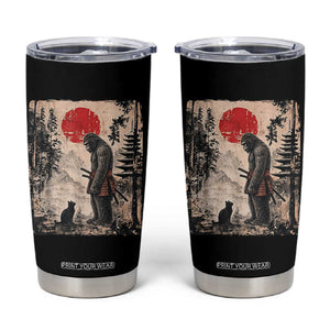 Vintage Japanese Art Bigfoot Samurai Warrior and Black Cat Tumbler Cup Sasquatch Lovers Vintage Graphic Ukiyo-e Art TS10 Black Print Your Wear
