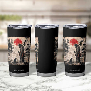 Vintage Japanese Art Bigfoot Samurai Warrior and Black Cat Tumbler Cup Sasquatch Lovers Vintage Graphic Ukiyo-e Art TS10 Print Your Wear