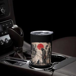 Vintage Japanese Art Bigfoot Samurai Warrior and Black Cat Tumbler Cup Sasquatch Lovers Vintage Graphic Ukiyo-e Art TS10 Print Your Wear