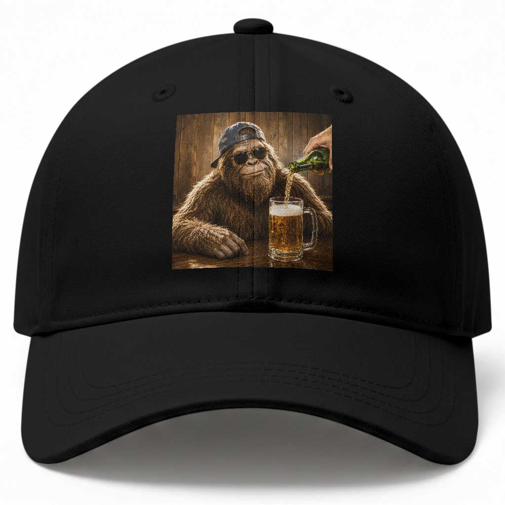 Funny Bigfoot Drinking Beer Baseball Cap Vintage Cool Sunglasses Sasquatch Pub Graphic TS10 Print Your Wear