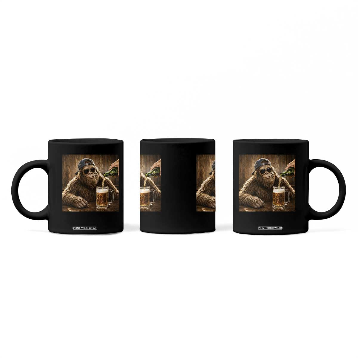 Funny Bigfoot Drinking Beer Coffee Mug Vintage Cool Sunglasses Sasquatch Pub Graphic TS10 Print Your Wear
