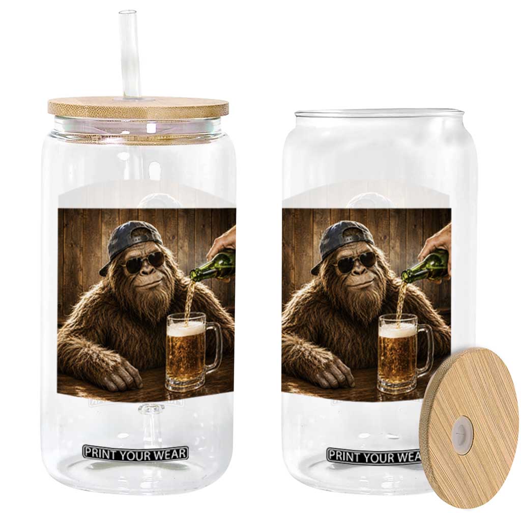 Funny Bigfoot Drinking Beer Glass Can Vintage Cool Sunglasses Sasquatch Pub Graphic TS10 Print Your Wear