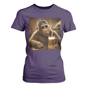 Funny Bigfoot Drinking Beer T Shirt For Women Vintage Cool Sunglasses Sasquatch Pub Graphic TS10 Purple Print Your Wear