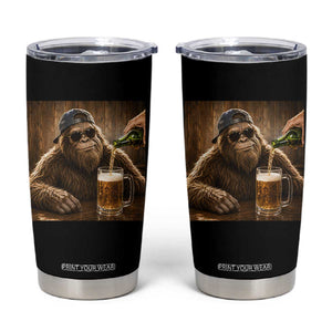 Funny Bigfoot Drinking Beer Tumbler Cup Vintage Cool Sunglasses Sasquatch Pub Graphic TS10 Black Print Your Wear