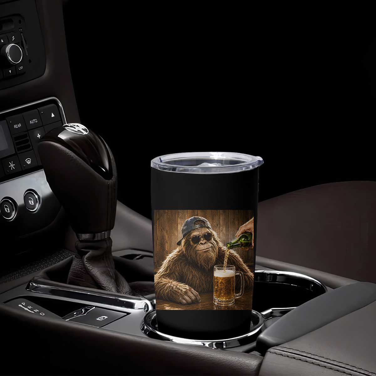 Funny Bigfoot Drinking Beer Tumbler Cup Vintage Cool Sunglasses Sasquatch Pub Graphic TS10 Print Your Wear