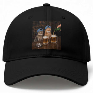 Funny Smoking Cats Drinking Beer at the Bar Baseball Cap Funny Bad Boys Cigarette Kitty Gen Z Meme TS10 Print Your Wear