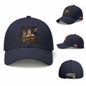 Funny Smoking Cats Drinking Beer at the Bar Baseball Cap Funny Bad Boys Cigarette Kitty Gen Z Meme TS10 Baseball Cap Universal Fit Navy Print Your Wear