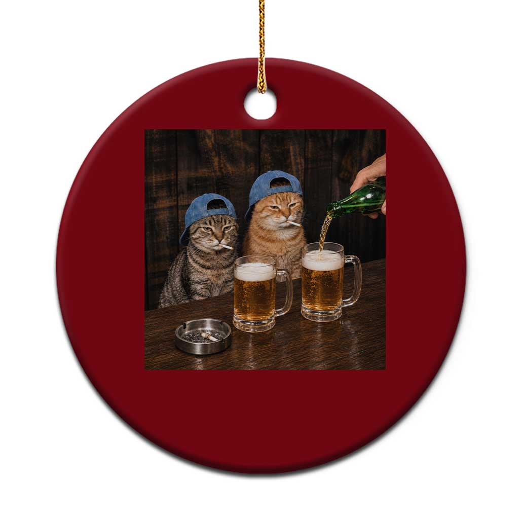 Funny Smoking Cats Drinking Beer at the Bar Ceramic Ornament Funny Bad Boys Cigarette Kitty Gen Z Meme TS10 1pc Red Print Your Wear