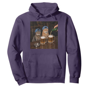 Funny Smoking Cats Drinking Beer at the Bar Hoodie Funny Bad Boys Cigarette Kitty Gen Z Meme TS10 Purple Print Your Wear