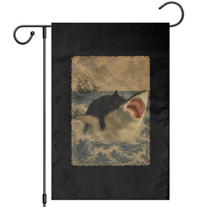 Black Cat Biting Shark Anime Graphic Japanese Garden Flag Vintage Graphic Ukiyo-e Art TS10 Black Print Your Wear