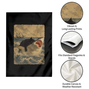 Black Cat Biting Shark Anime Graphic Japanese Garden Flag Vintage Graphic Ukiyo-e Art TS10 Print Your Wear