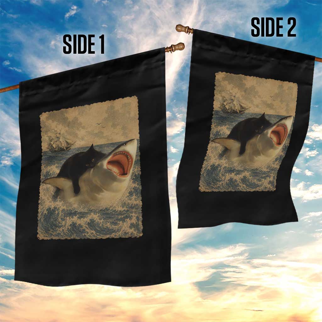 Black Cat Biting Shark Anime Graphic Japanese Garden Flag Vintage Graphic Ukiyo-e Art TS10 Print Your Wear