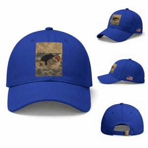 Black Cat Biting Shark Anime Graphic Japanese Baseball Cap Vintage Graphic Ukiyo-e Art TS10 Baseball Cap Universal Fit Royal Blue Print Your Wear