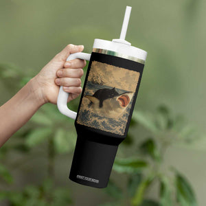 Black Cat Biting Shark Anime Graphic Japanese Tumbler With Handle Vintage Graphic Ukiyo-e Art TS10 Print Your Wear