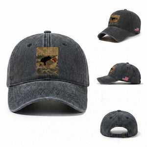 Black Cat Biting Shark Anime Graphic Japanese Washed Cotton Baseball Cap Vintage Graphic Ukiyo-e Art TS10 Washed Cap Universal Fit Dark Gray Print Your Wear
