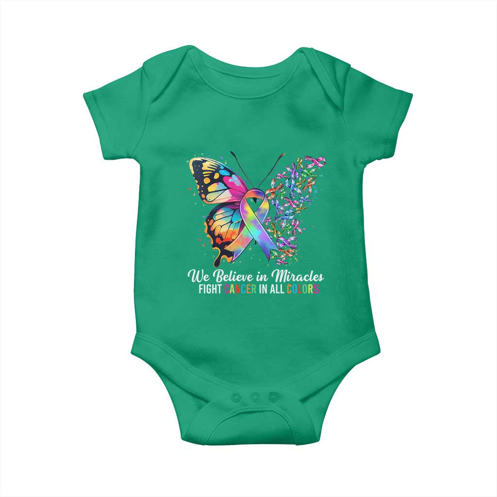 Fight Cancer In All Colors Baby Onesie We Believe In Miracles Cancer Awareness TS10 Irish Green Print Your Wear