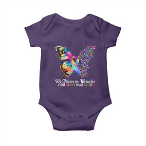 Fight Cancer In All Colors Baby Onesie We Believe In Miracles Cancer Awareness TS10 Purple Print Your Wear
