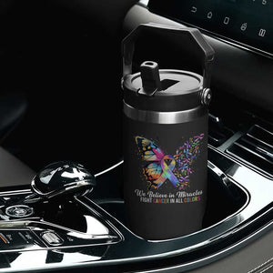 Fight Cancer In All Colors Flip Straw Tumbler We Believe In Miracles Cancer Awareness TS10 Print Your Wear