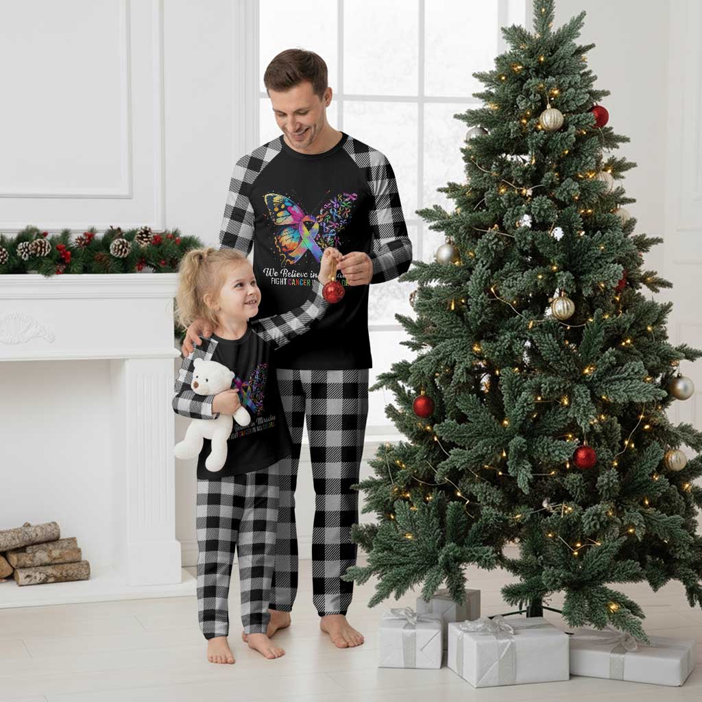Fight Cancer In All Colors Plaid Pajama Set We Believe In Miracles Cancer Awareness TS10 White Plaid Print Your Wear