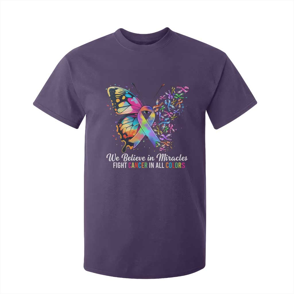 Fight Cancer In All Colors T Shirt For Kid We Believe In Miracles Cancer Awareness TS10 Purple Print Your Wear
