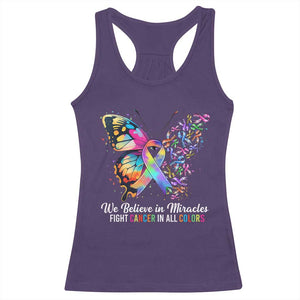 Fight Cancer In All Colors Racerback Tank Top We Believe In Miracles Cancer Awareness TS10 Purple Print Your Wear