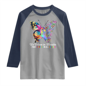 Fight Cancer In All Colors Raglan Shirt We Believe In Miracles Cancer Awareness TS10 Sport Gray Navy Print Your Wear