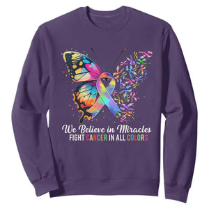 Fight Cancer In All Colors Sweatshirt We Believe In Miracles Cancer Awareness TS10 Purple Print Your Wear