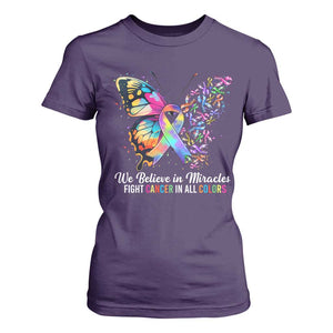 Fight Cancer In All Colors T Shirt For Women We Believe In Miracles Cancer Awareness TS10 Purple Print Your Wear